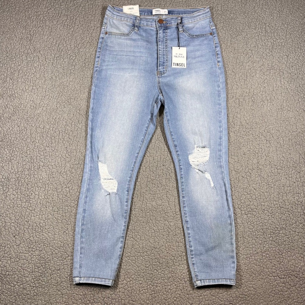Tinsel Hi-Rise Skinny Jeans Womens Light Wash Distressed Ripped Size 29 NB000342